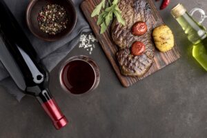 храна и вино месо